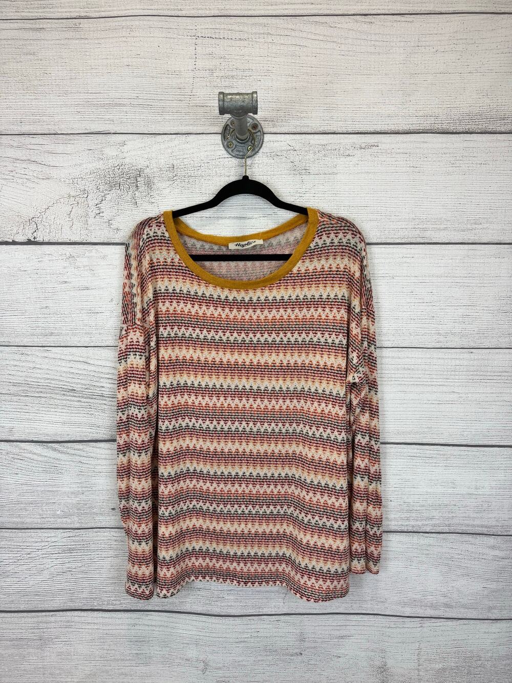 Haptics Plus Size Orange Chevron Fall Knit Long Sleeve Top Size 1X
